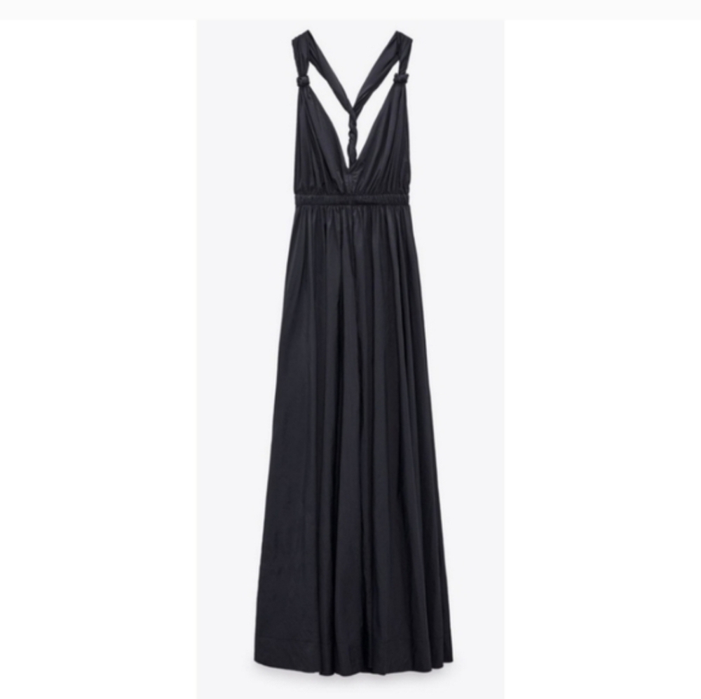 ZARA VOLUMINOUS LONG MAXI DRESS BLACK SIZE XL - Picture 14 of 16